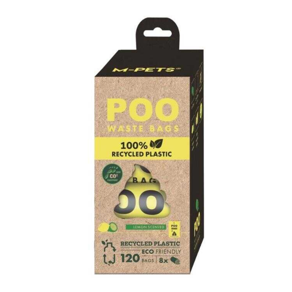 M-Pets Poo Recycled Dog Waste Bags Lemon Scented 8x15 Count