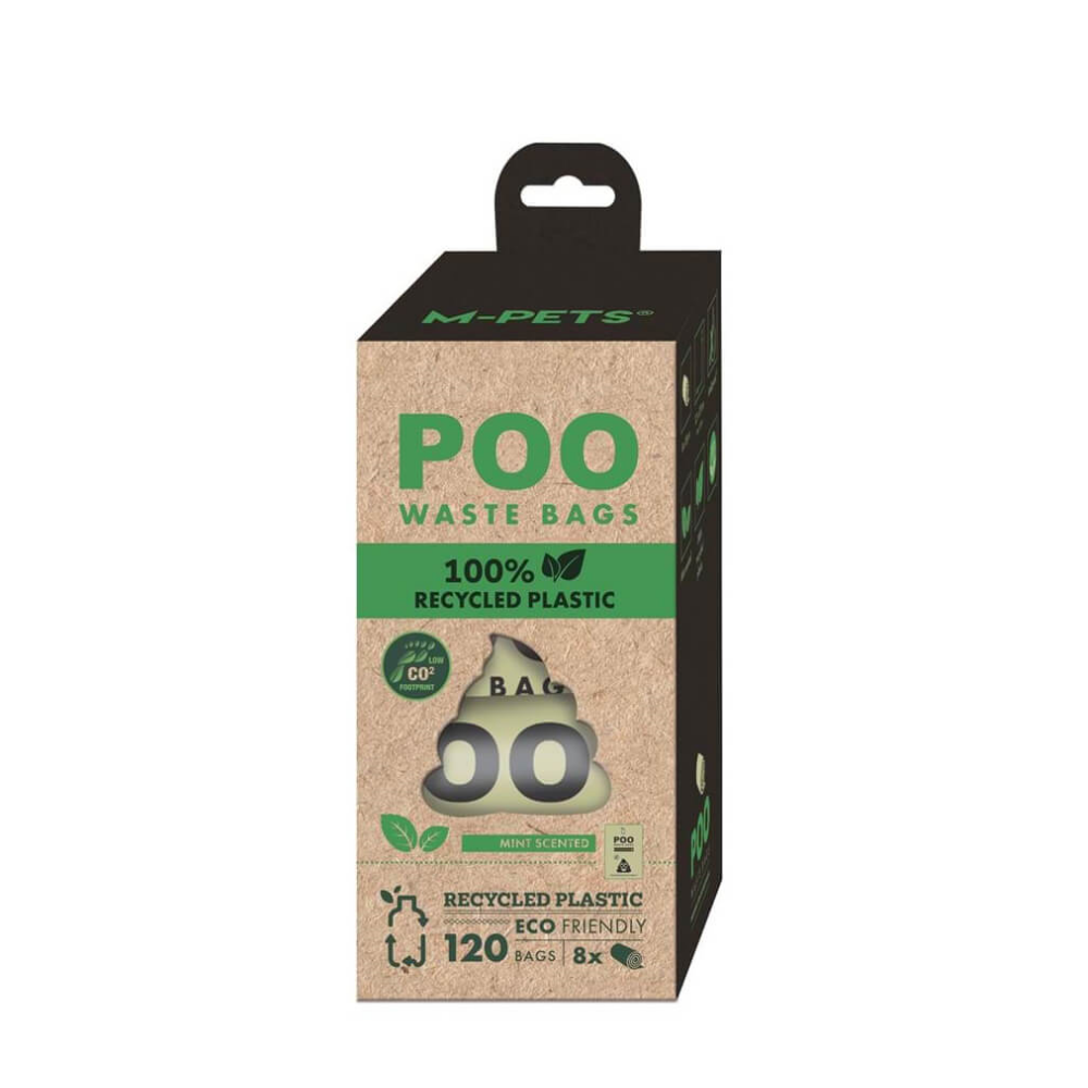 M-Pets Poo Recycled Mint Scented Dog Waste Bags 8x15 Count