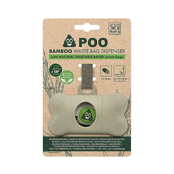 M-Pets Poo Bamboo Dog Waste Bag Set for Easy Cleanup 15 Sheets