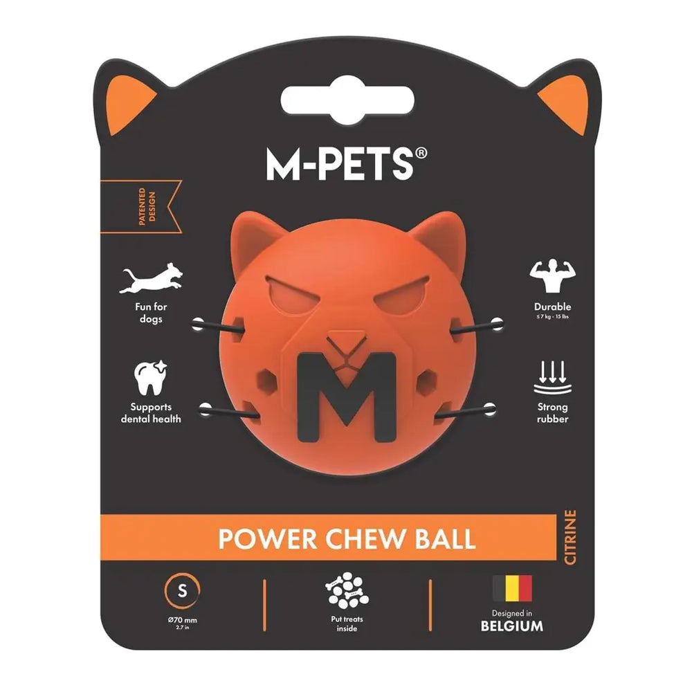M-Pets Power Chew Ball Durable Rubber Dog Toy Citrine S 7cm