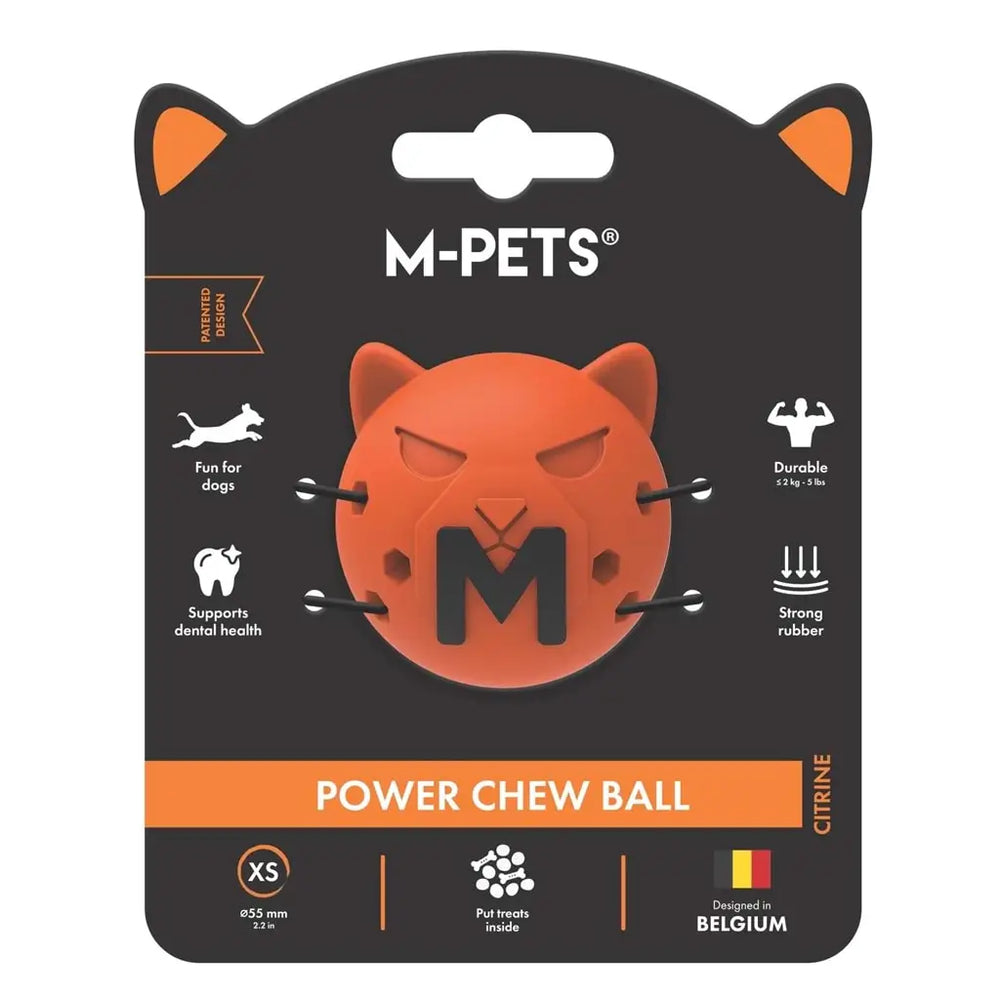 M-Pets Power Chew Ball Durable Rubber Dog Toy Citrine XS 5.5cm