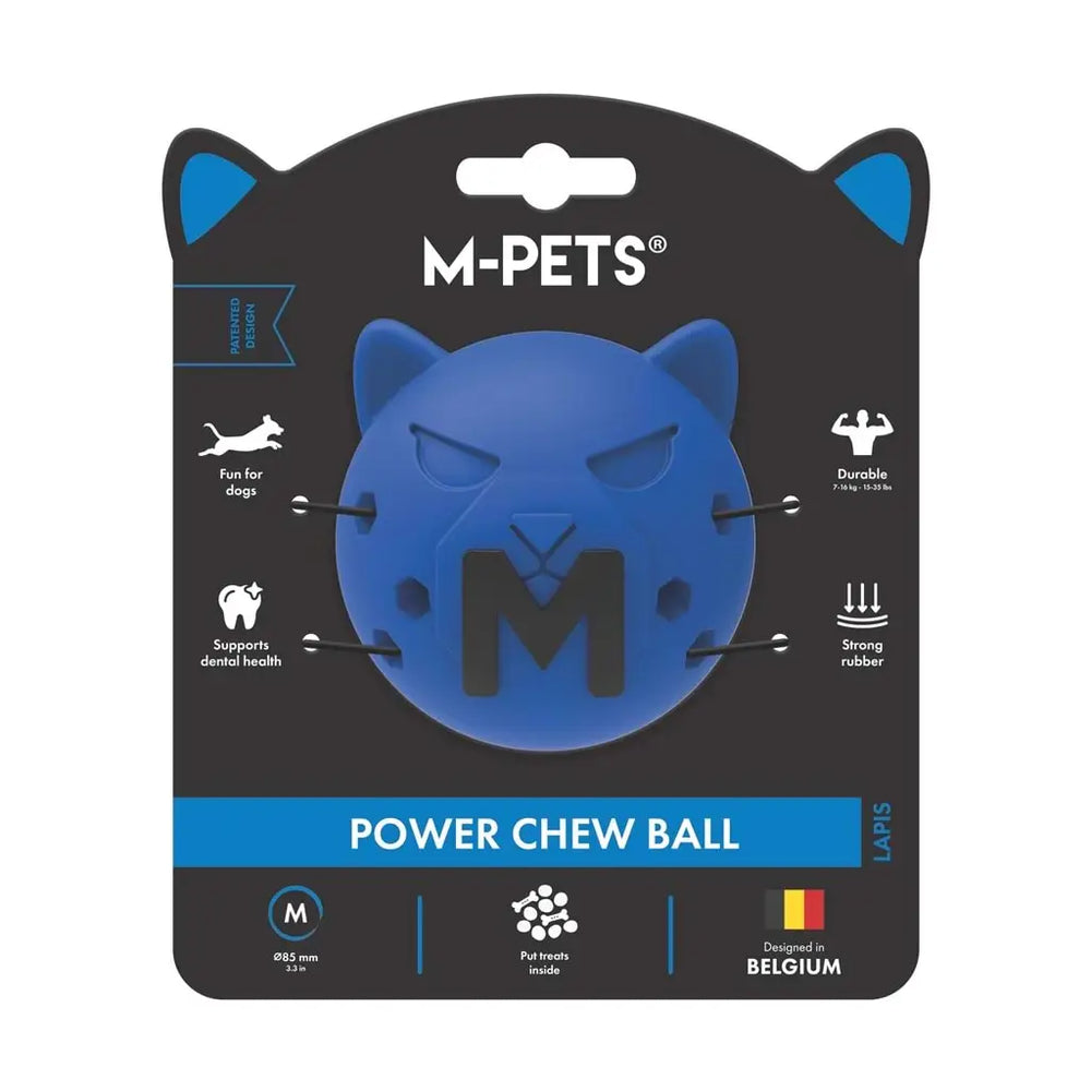 M-Pets Power Chew Ball Durable Rubber Dog Toy Lapis Blue M