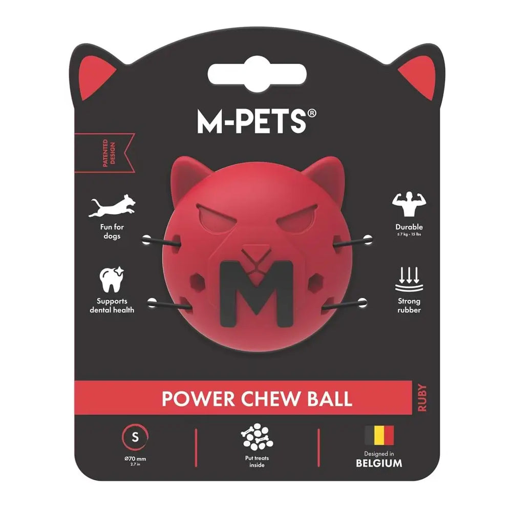 M-Pets Power Chew Ball Ruby Durable Rubber Dog Toy Small 7cm