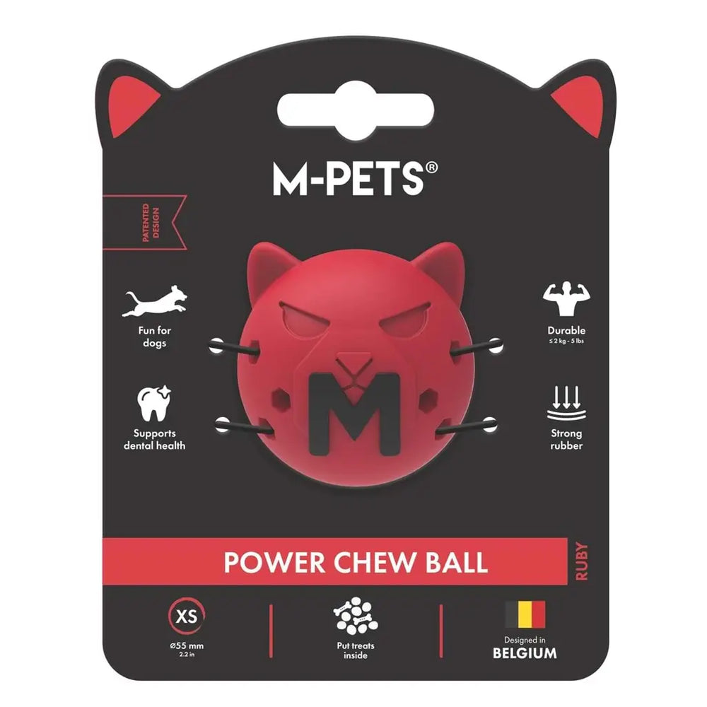 M-Pets Power Chew Ball Durable Rubber Dog Toy Ruby XS 5.5cm