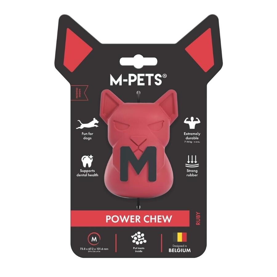 M-Pets Power Chew Ruby Rubber Dog Toy for Strong Chewers Medium