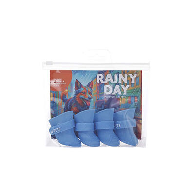 M-Pets Rainy Day Blue Waterproof Dog Boots Medium 4.5x3.4 cm