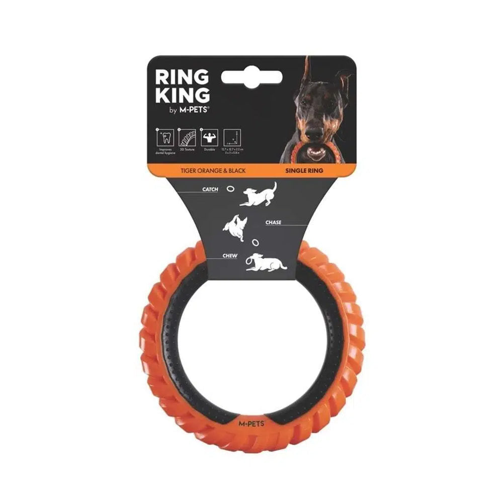 M-Pets Ring King Dog Toy Durable Single Orange & Black