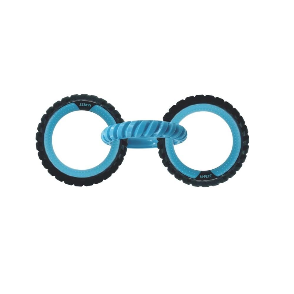 M-Pets Ring King Triple Dog Toy Interactive Blue & Black 28cm
