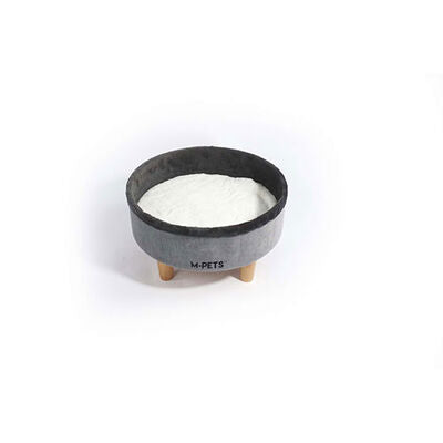 M-Pets Round Elevated Wooden Cat Bed Grey Comfort 47x47x26 cm