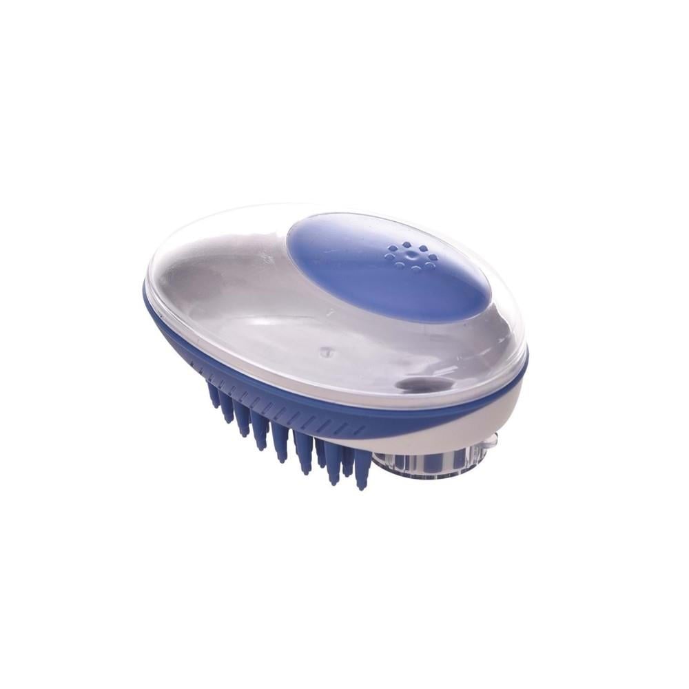 M-Pets Rubeaz Shampoo Dispensing Massage Brush Blue 11.5x7.5 cm