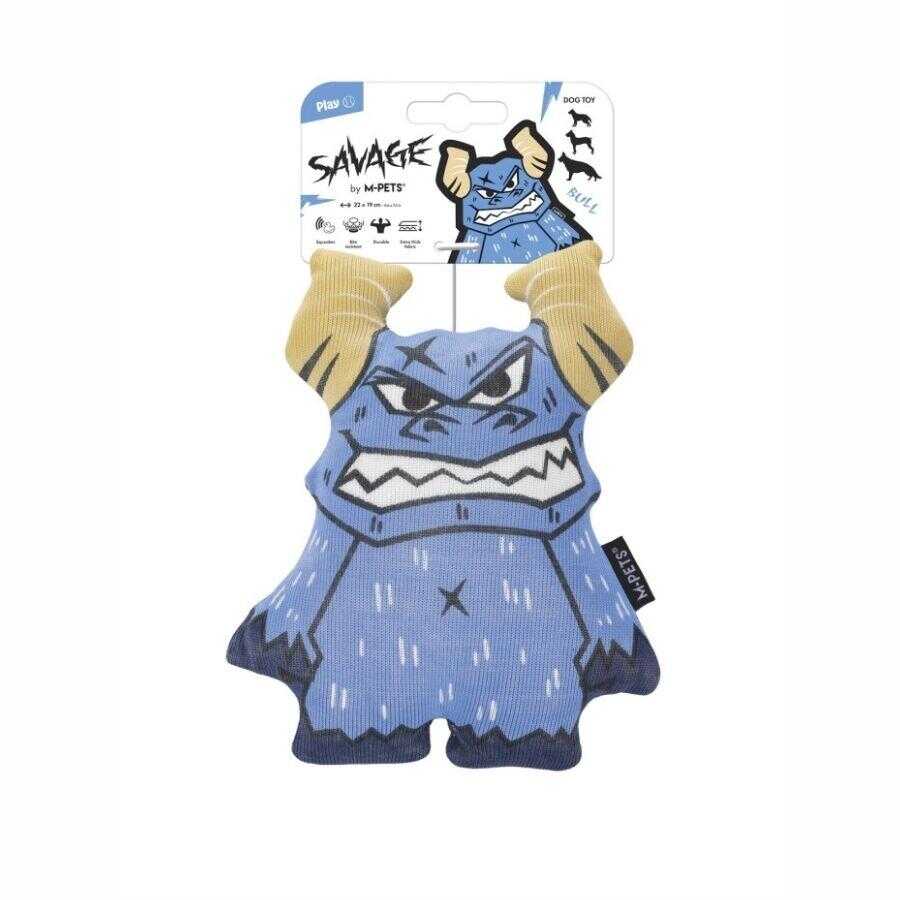 M-Pets Savage Bull Durable Plush Dog Toy with Squeaker 22x19 cm