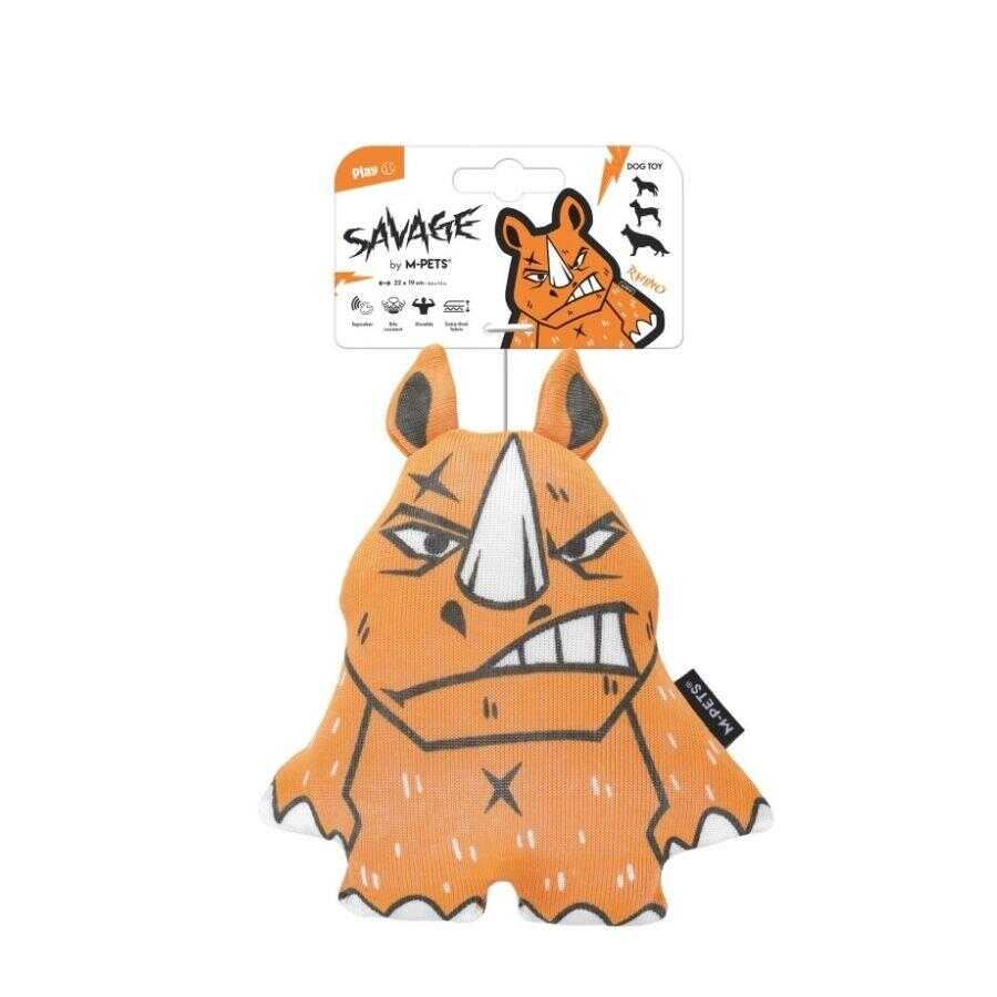 M-Pets Savage Rhino Plush Dog Toy with Squeaker 22x19 cm
