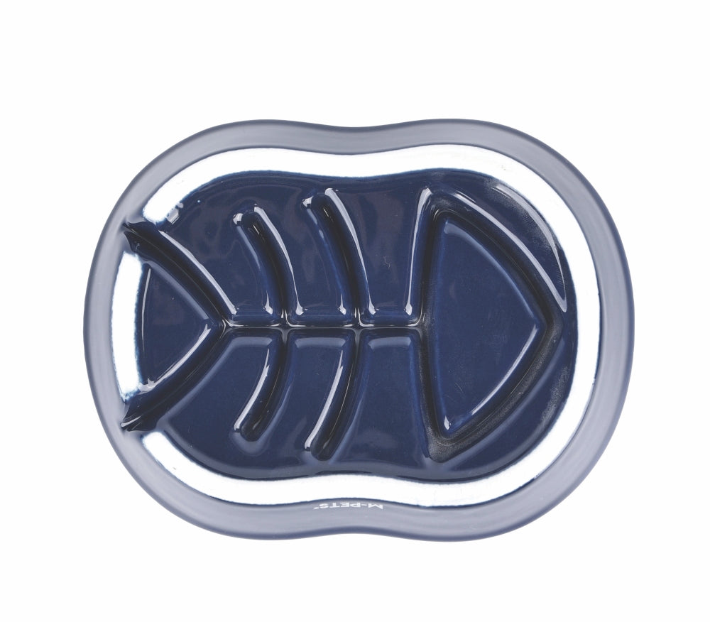 M-Pets Serene Fish Ceramic Slow Feeder Bowl Blue 240 ml