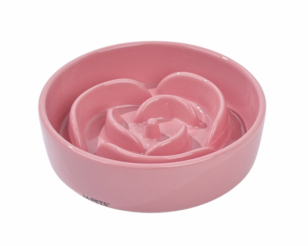 M-Pets Serene Rose Ceramic Slow Feeder Bowl Pink 300 ml