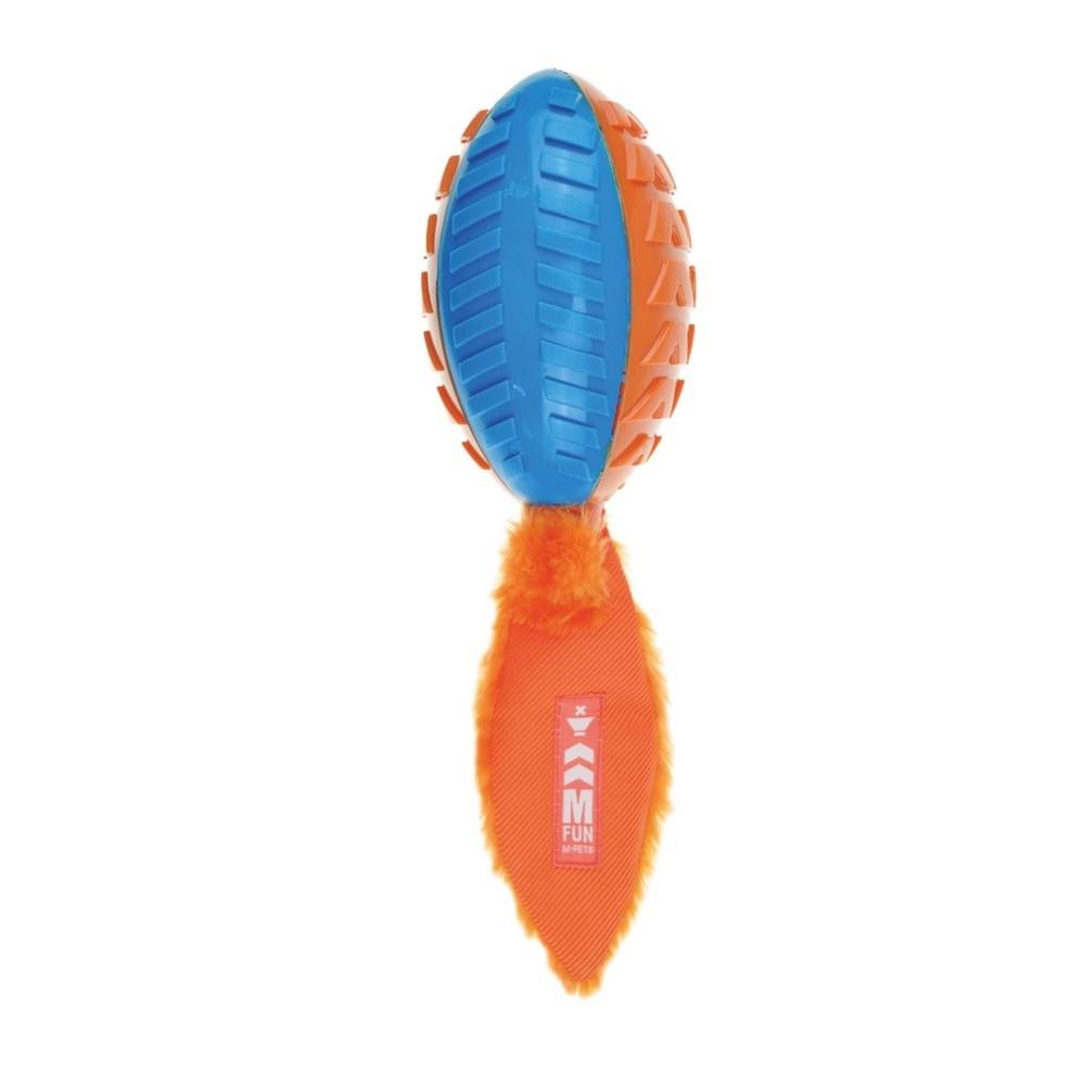 M-Pets Shelly On/Off Rubber Squeaky Dog Toy Orange & Blue