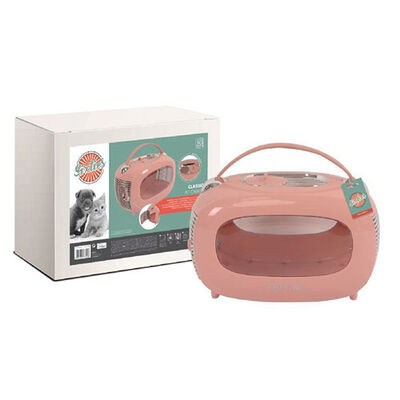 M-Pets Sixties Classic Pet Carrier for Cats and Small Dogs Pink 48cm