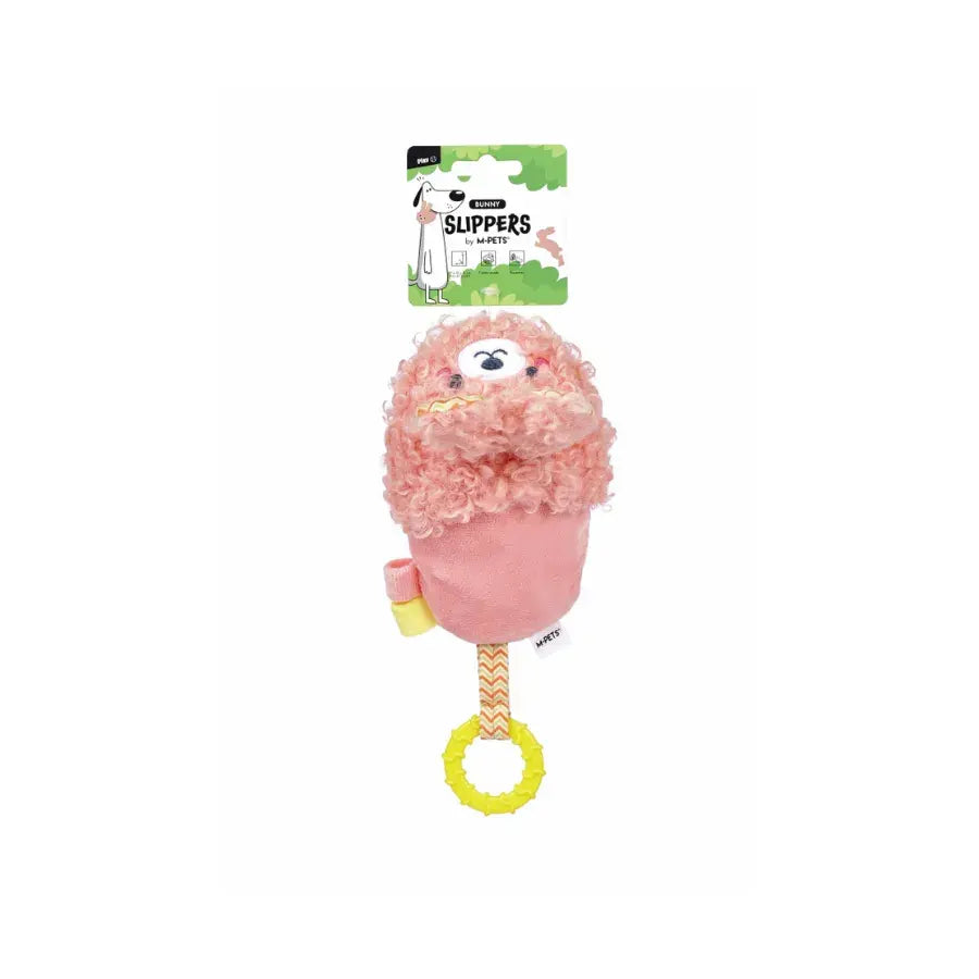 M-Pets Slippers Bunny Pink Plush Dog Toy with Squeaker 27cm
