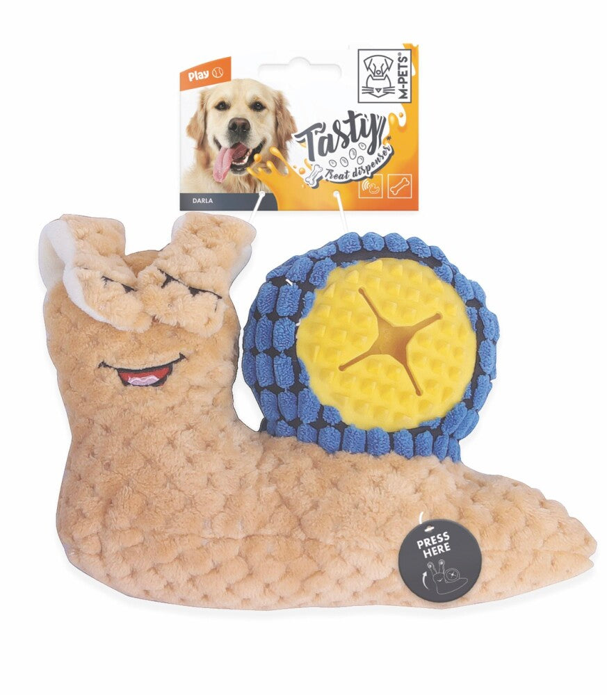 M-Pets Snail Daria Plush Dog Toy with Food Compartment, 23.5 x 15 cm