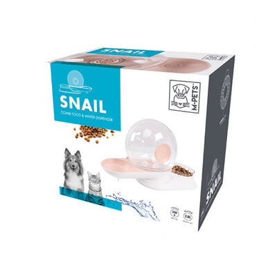 M-Pets Snail Dual Pet Food and Water Bowl Pink 2800 ml
