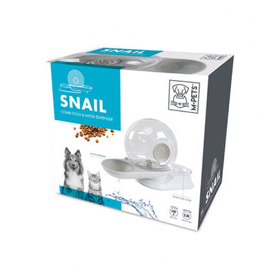 M-Pets Snail Dual Pet Water and Food Dispenser White 2800 ml