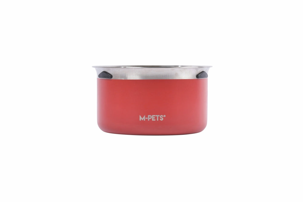 M-Pets Splash Control Metal Water Bowl for Pets Red 3.7L