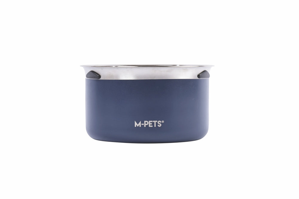 M-Pets Splash Control Metal Water Bowl for Pets Blue 3.7L