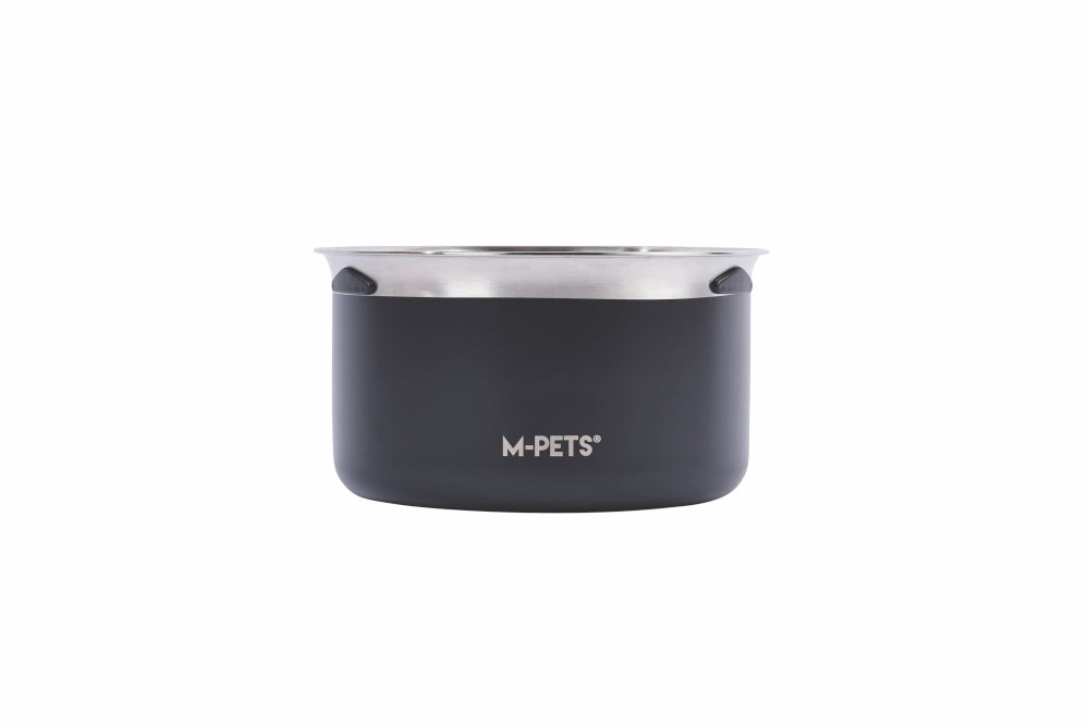 M-Pets Splash Control Metal Water Bowl Mess-Free Black 3.7L