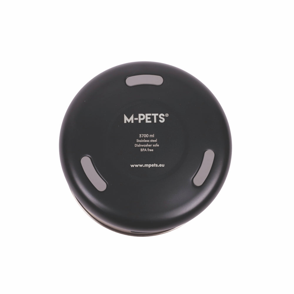 M-Pets Splash Control Metal Water Bowl Mess-Free Black 3.7L