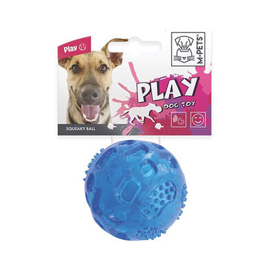 M-Pets Squeaky Ball Durable TPR Dog Toy Blue 6.3cm
