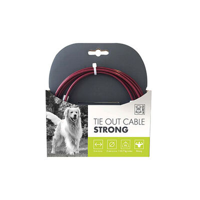 M-Pets Strong Garden Tie-Out Cable Durable Steel Red 3m