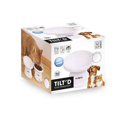 M-Pets Tiltd Ceramic Elevated Pet Bowl for Food and Water 150ml