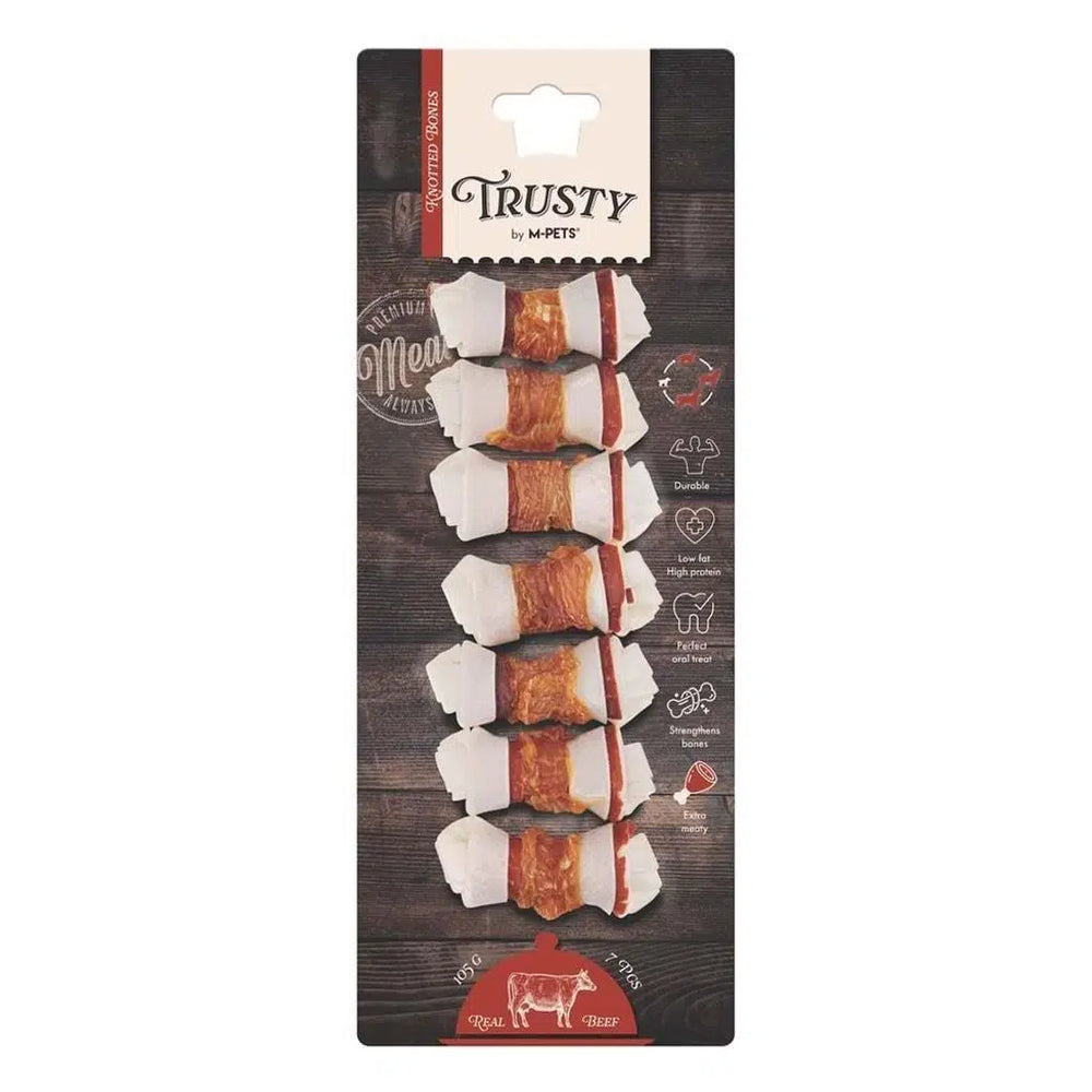 M-Pets Trusty Extra Beef Knotted Bone Dog Chews 7 Pack 105g
