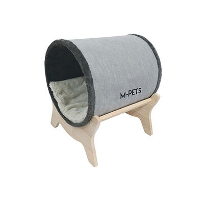 M-Pets Tunnel Elevated Wooden-Legged Cat Bed Gray 47x47x26 cm