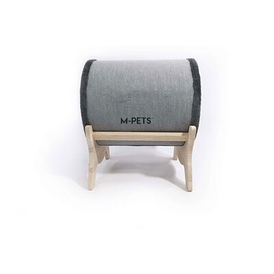 M-Pets Tunnel Elevated Wooden-Legged Cat Bed Gray 47x47x26 cm