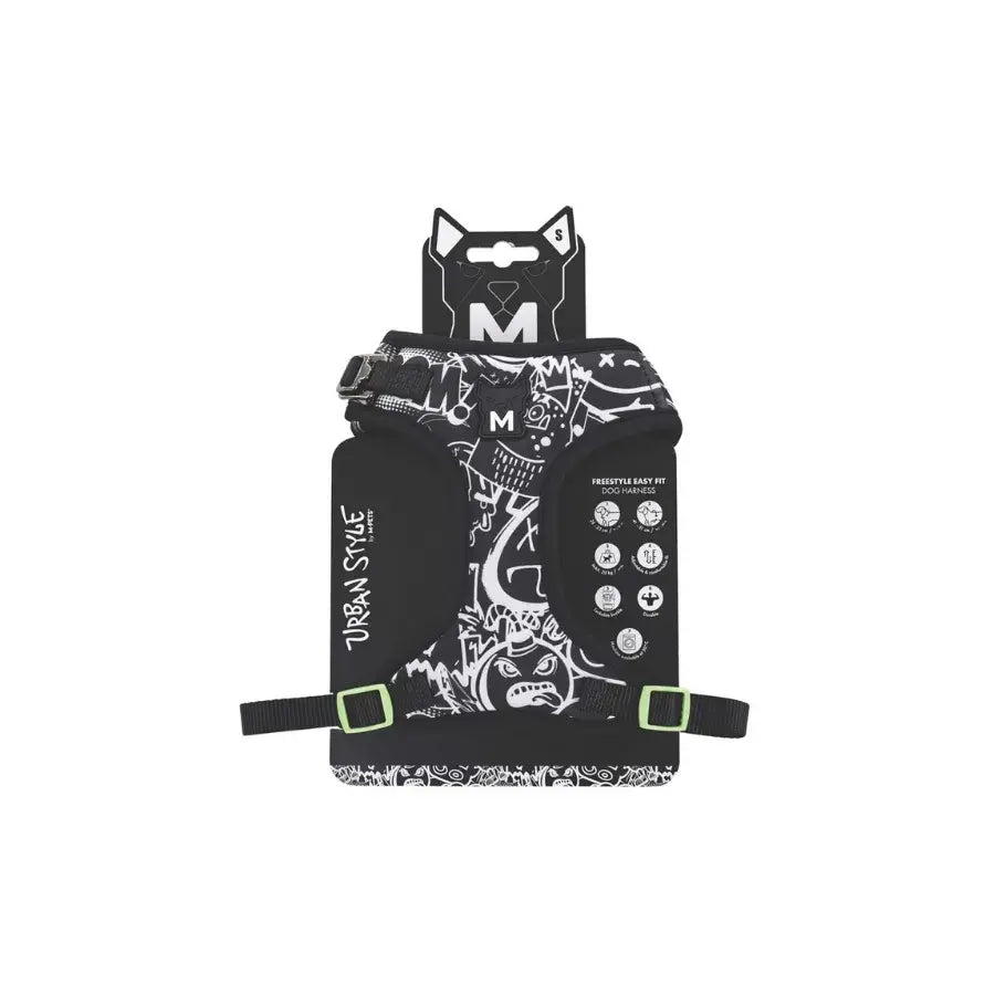 M-Pets Urban Style Easy Fit Dog Harness Black Pattern Size S