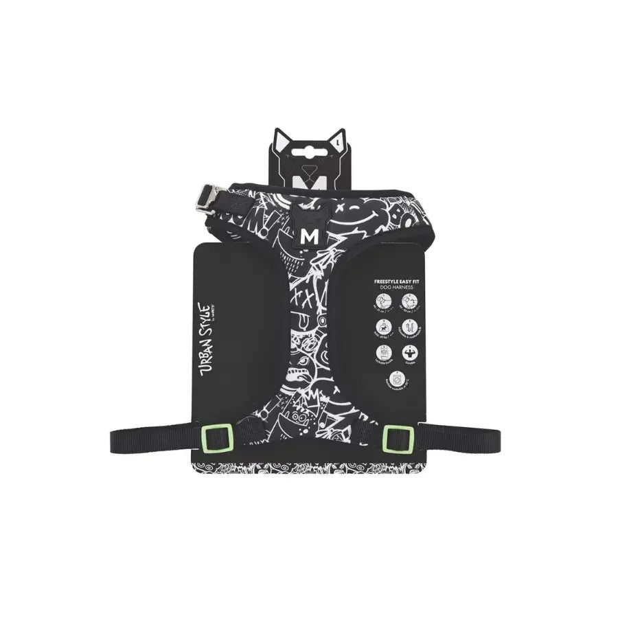 M-Pets Urban Style Easy Fit Dog Harness Black Pattern Size S
