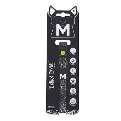 M-Pets Urban Style Freestyle Dog Collar Black & White Small