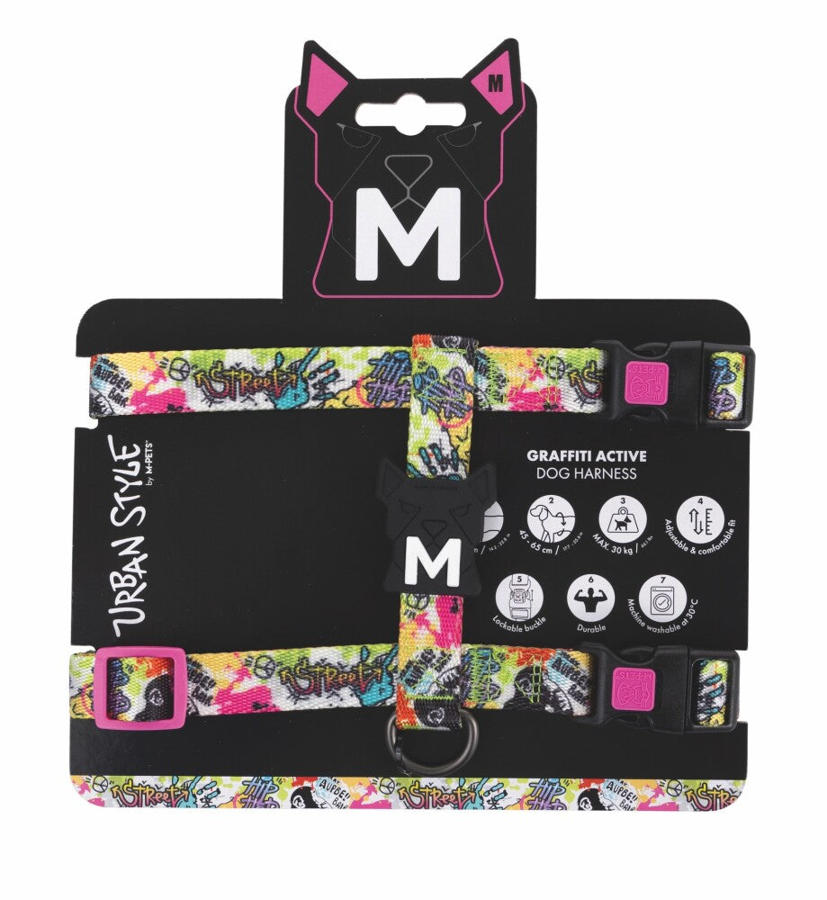 M-Pets Urban Style Graffiti Active Dog Chest Harness M