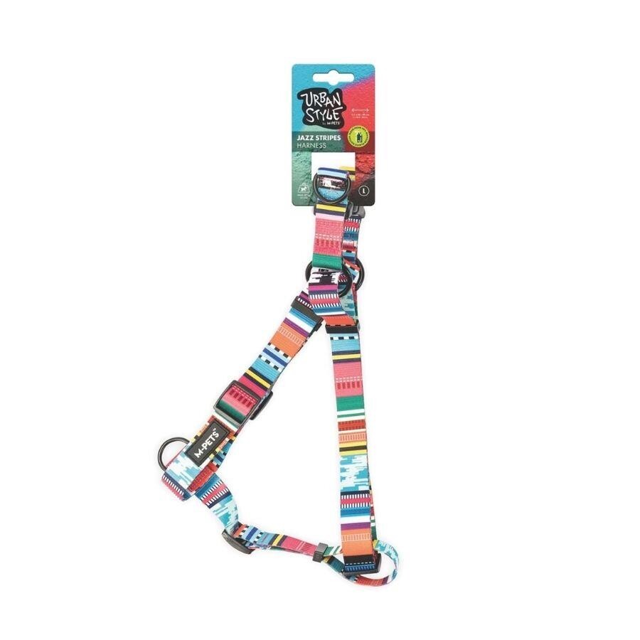M-Pets Urban Style Jazz Stripes Dog Chest Harness L - Recycled Polyester