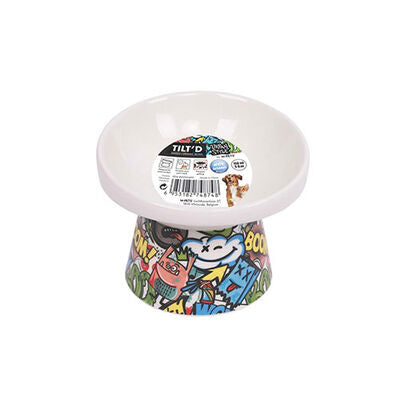 M-Pets Urban Style Tilted Ceramic Cat Bowl Color Mix 150 ml