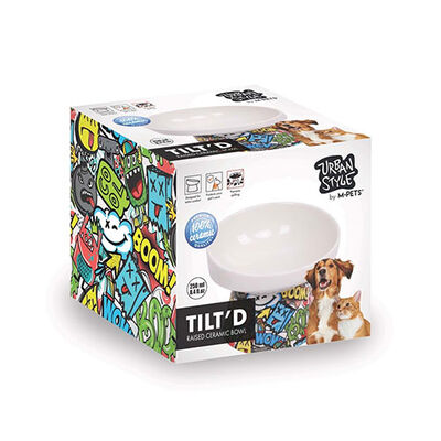M-Pets Urban Style Tilted Ceramic Cat Bowl Color Mix 250 ml