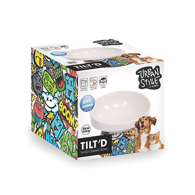M-Pets Urban Style Tilted Ceramic Cat Bowl Ergonomic Design 350ml