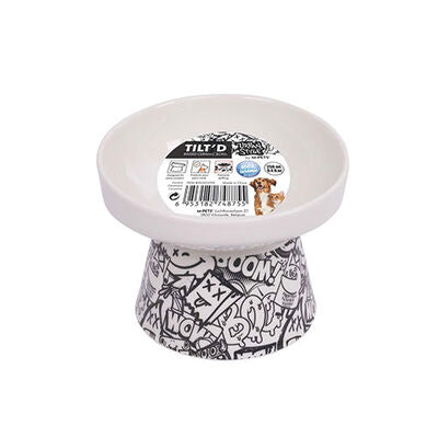 M-Pets Urban Style Ceramic Tilted Cat Bowl Black & White 250 ml