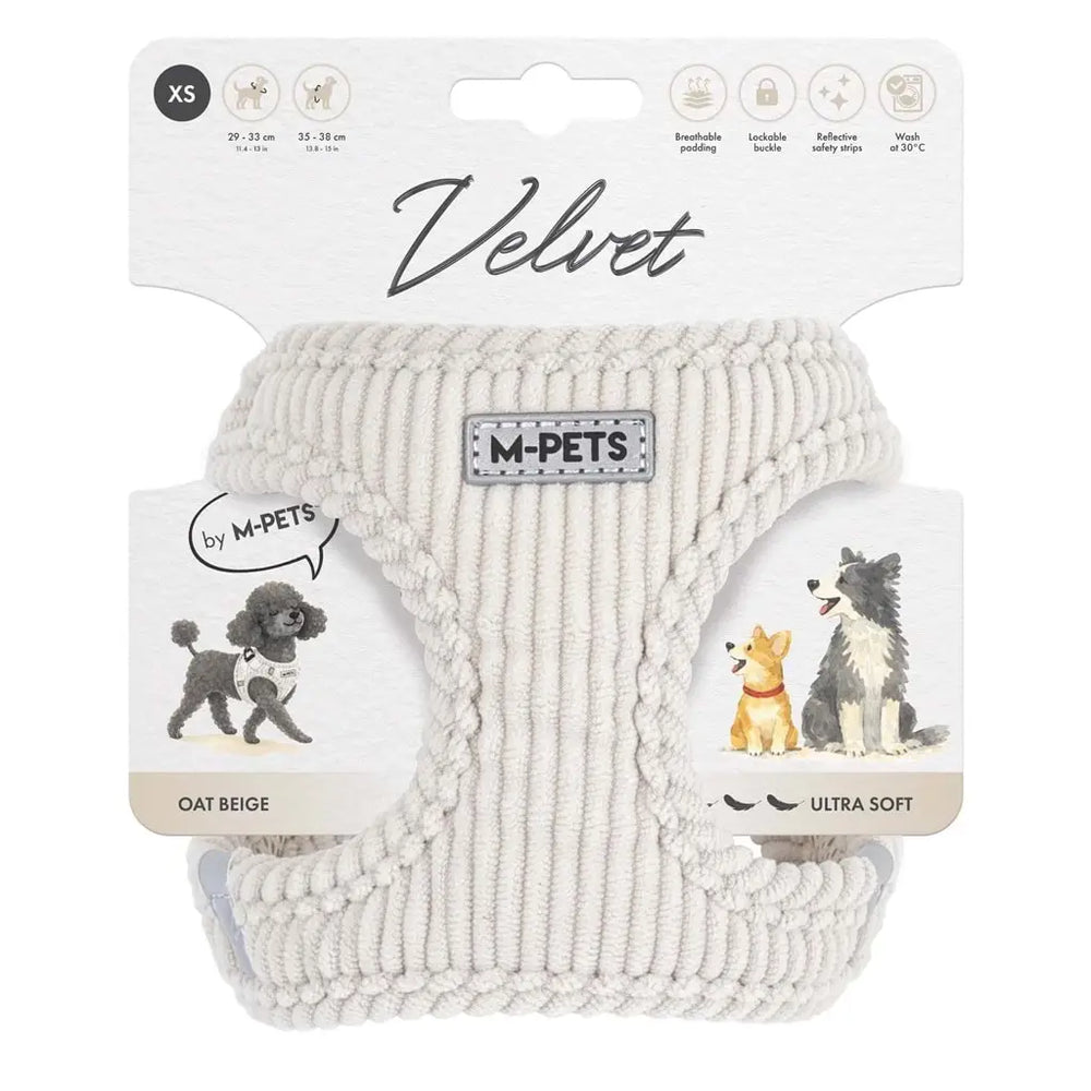 M-Pets Velvet Dog Harness Soft Ribbed Polyester Beige XS