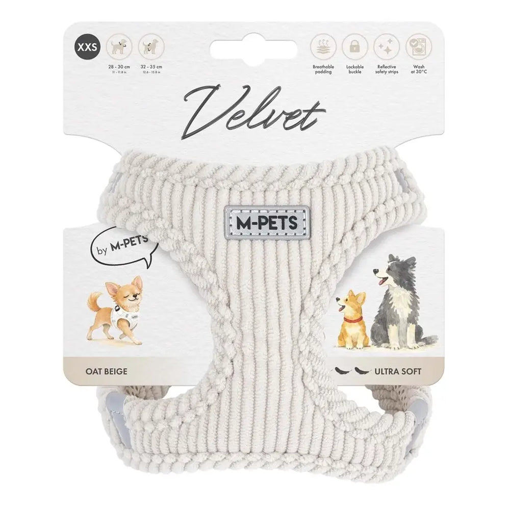 M-Pets Velvet Dog Harness Soft Ribbed Polyester Beige XXS