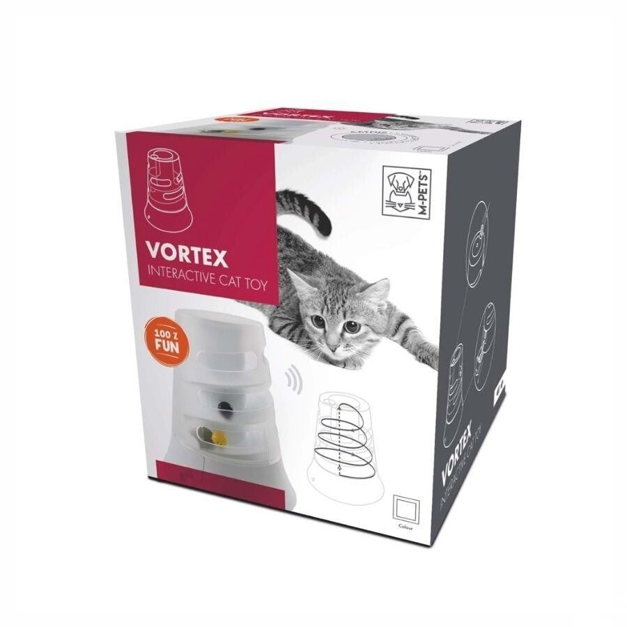M-Pets Vortex Electronic Cat Toy White Interactive Activity 22cm
