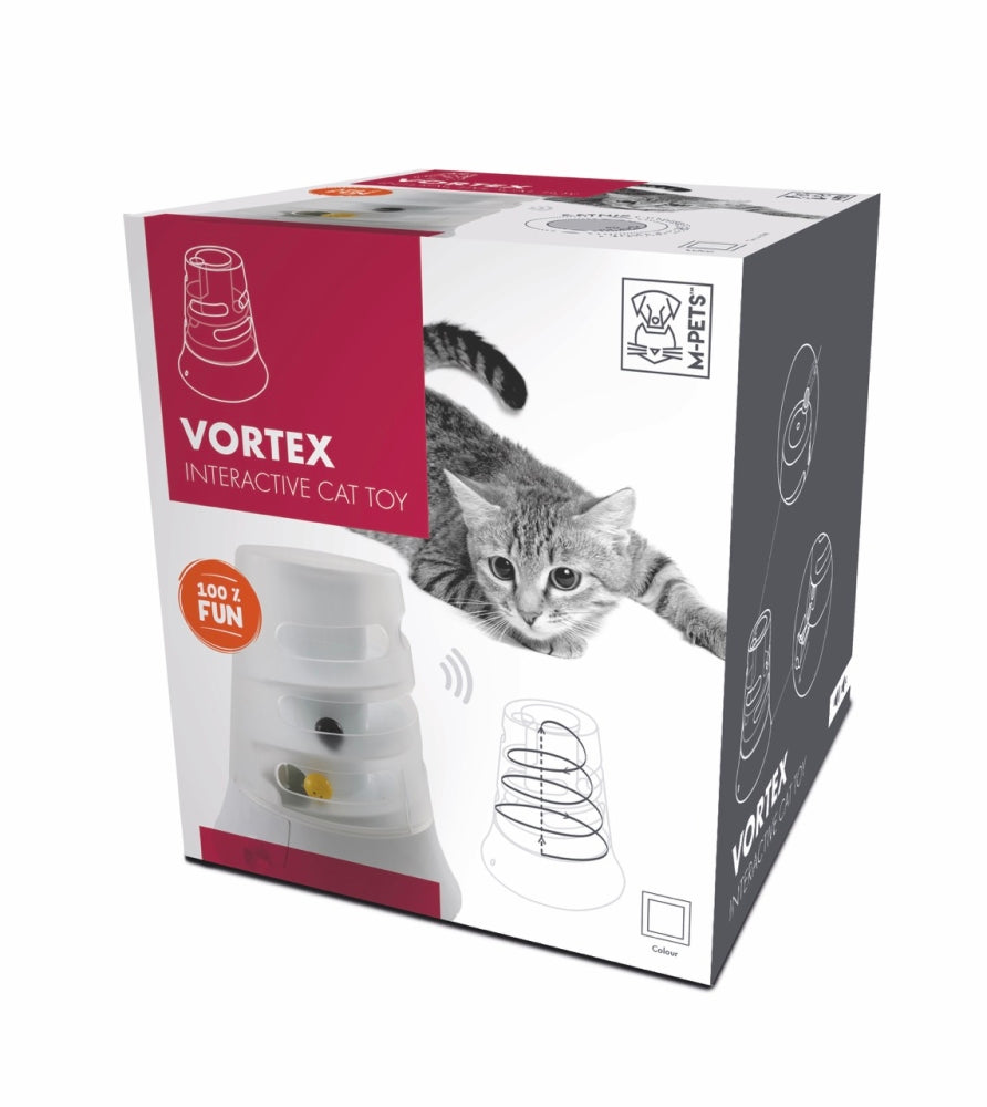 M-Pets Vortex Electronic Cat Toy White Interactive Activity 22cm