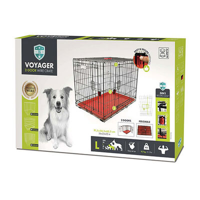M-Pets Voyager 2-Door Dog Crate Secure Lock Red Large 91cm