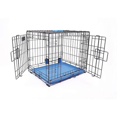 M-Pets Voyager 2-Door Dog Crate Secure Lock Large Blue 36in