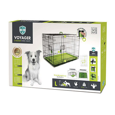 M-Pets Voyager 2-Door Dog Crate Secure Lock Large Green 91cm